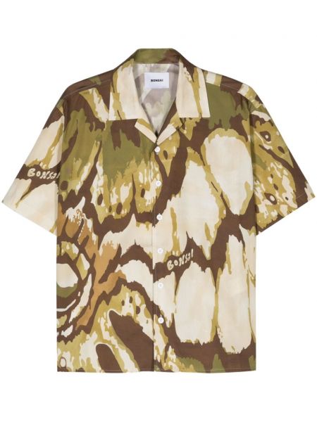 Košulja s printom s camo uzorkom Bonsai zelena