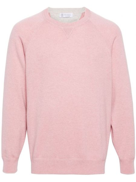Kašmira džemperis ar apaļu kakla izgriezumu Brunello Cucinelli rozā