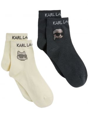 Чорапи с кристали Karl Lagerfeld бяло