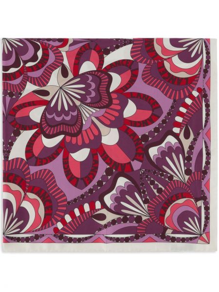 Fular de mătase cu model floral cu imagine Lancel violet