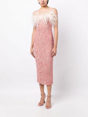 Sukienka koktajlowa z cekinami w piórka Rachel Gilbert różowa