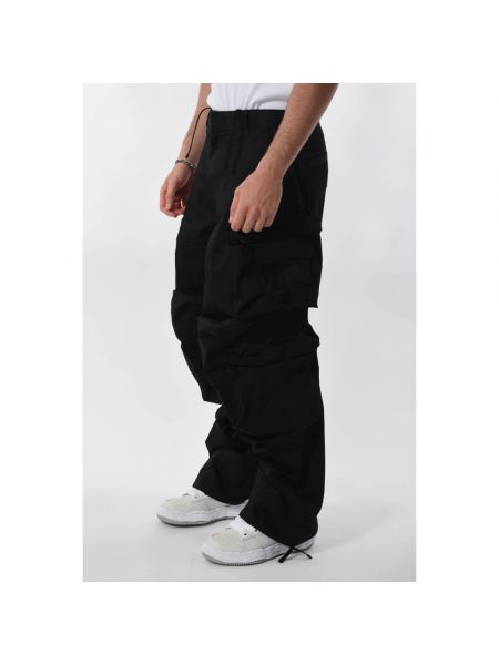 Pantalones cargo con cremallera de algodón Diesel negro