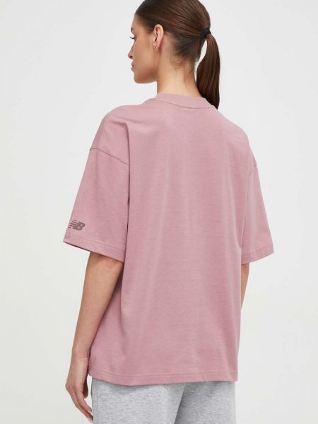 Pamut póló New Balance rózsaszín