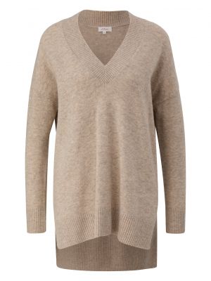 Меланжов пуловер S.oliver бежово