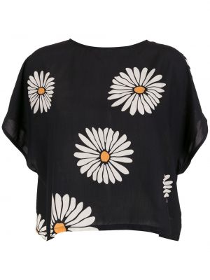 Trykt floral kort bluse Osklen svart