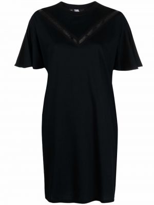 Трикотажное кружевное ажурное платье Karl Lagerfeld, черный