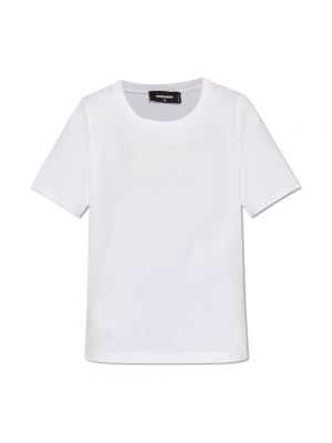 Koszulka z kryształkami Dsquared2 biała