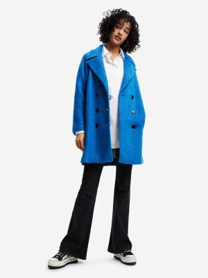 Vlnený zimný kabát Desigual modrá