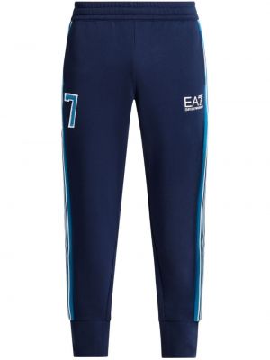 Pantaloni sport cu dungi cu imagine Ea7 Emporio Armani albastru