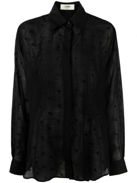 Caurspīdīgs krekls Fendi melns