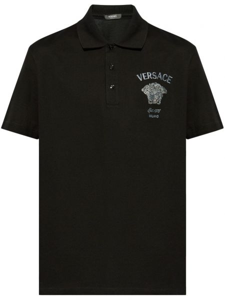 T-shirt med broderier i bomuld Versace sort