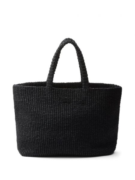 Shopper kabelka s výšivkou Prada černá