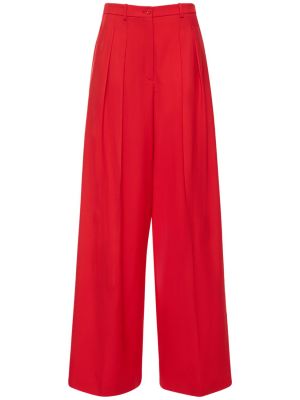 Pantaloni cu talie înaltă de lână cu croială lejeră Michael Kors Collection roșu