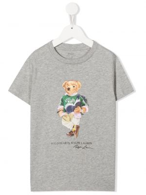 T-shirt för tjejer Ralph Lauren Kids grå