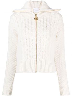 Πλεκτός πουλόβερ με φερμουάρ Patou λευκό