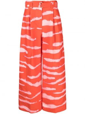 Plisované kalhoty s potiskem s abstraktním vzorem Christian Wijnants červené