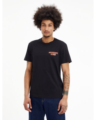 Camiseta con estampado manga corta de cuello redondo Calvin Klein Jeans negro