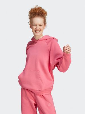 Fleecová mikina relaxed fit Adidas růžová