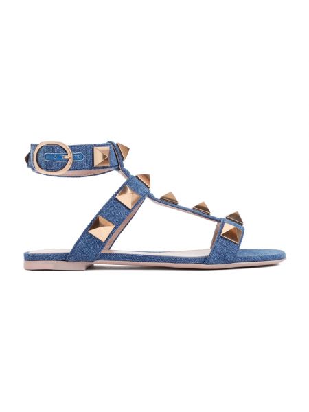 Sandały trekkingowe bawełniane Valentino Garavani niebieskie