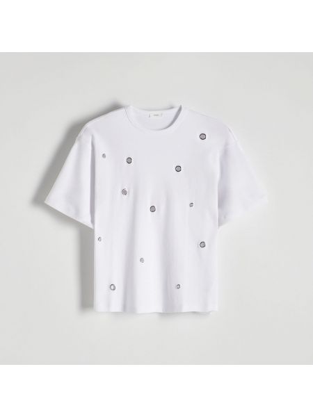 Oversized tričko se cvočky Reserved bílé