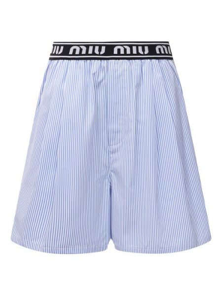 Хлопковые шорты Miu Miu голубые