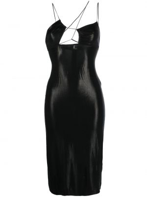 Asymetrické koktejlové šaty Nensi Dojaka černé