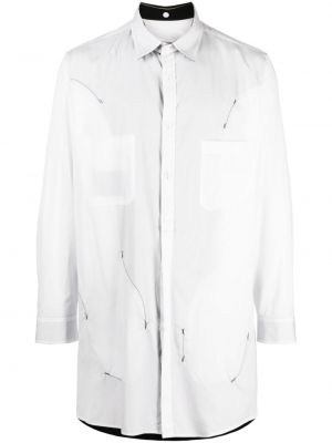 Chemise en coton à imprimé Yohji Yamamoto blanc
