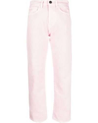 Kõrge vöökohaga sirged teksapüksid 3x1 roosa