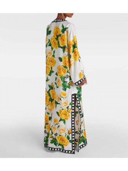 Robe mi-longue en soie à fleurs Dolce&gabbana