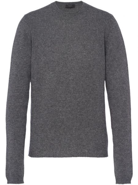Kašmírový sveter s okrúhlym výstrihom Prada sivá
