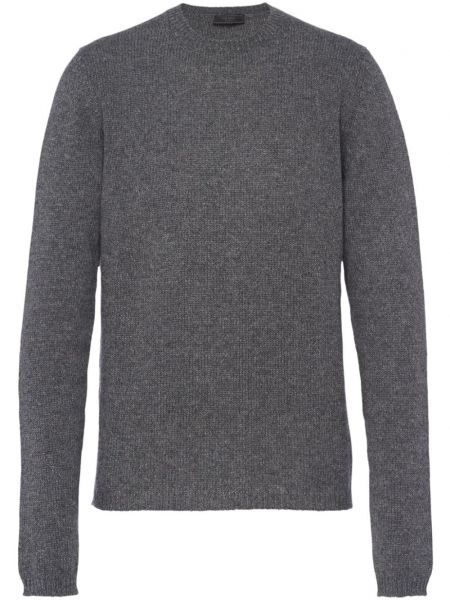 Kaschmir strickpullover mit rundem ausschnitt Prada grau