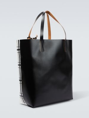 Nakupovalna torba s karirastim vzorcem Marni bela