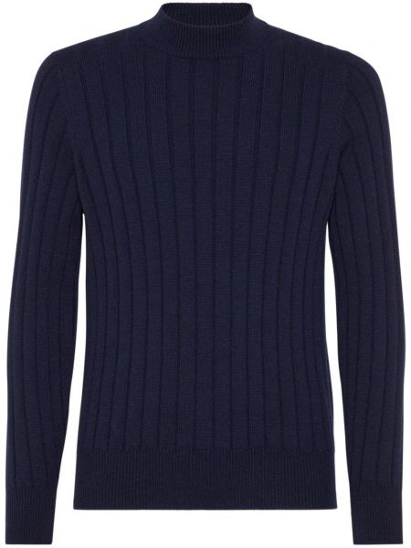 Дълъг пуловер Brunello Cucinelli синьо