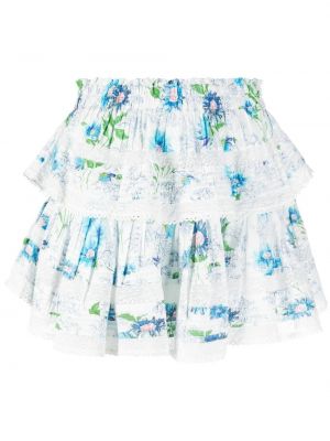 Ruffle trykt floral mini skjørt Loveshackfancy blå