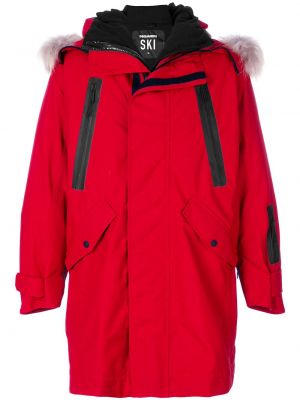 Палто с качулка с принт Dsquared2 червено
