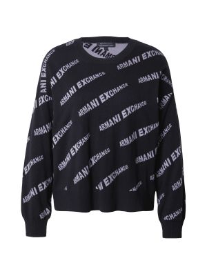 Pletený bavlnený priliehavý sveter Armani Exchange - čierna