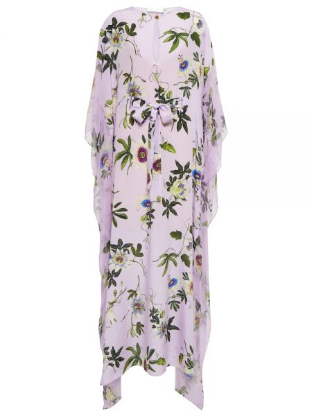 Svilena maksi haljina s cvjetnim printom Oscar De La Renta