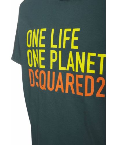Памучна тениска с принт от джърси Dsquared2 оранжево