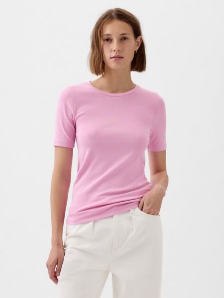 Тениска slim Gap розово