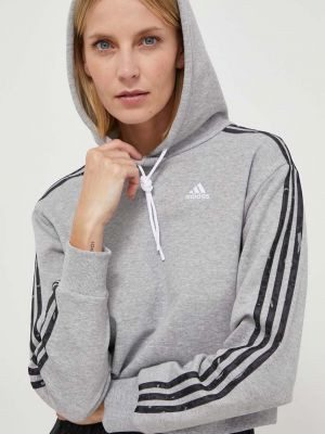 Pamučna hoodie s kapuljačom Adidas siva