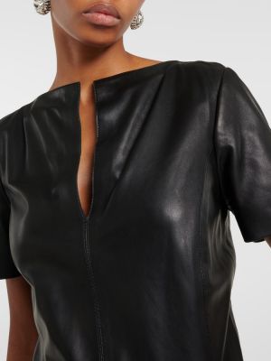 Δερμάτινη μίντι φόρεμα με λαιμόκοψη v Dorothee Schumacher μαύρο
