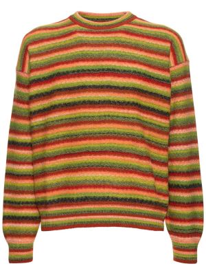 Sweter wełniany z kaszmiru w paski Zegna X The Elder Statesman zielony