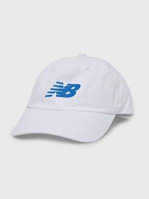Памучна шапка с принт New Balance бяло