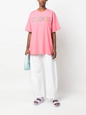 T-shirt mit stickerei Moschino pink