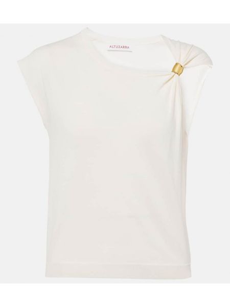 Top con volantes de tela jersey Altuzarra blanco