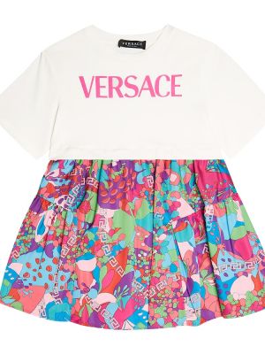 Blomstret sommerkjole for piger Versace Kids hvid