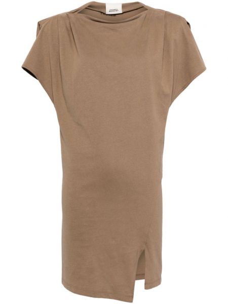Bavlněné šaty Isabel Marant hnědé