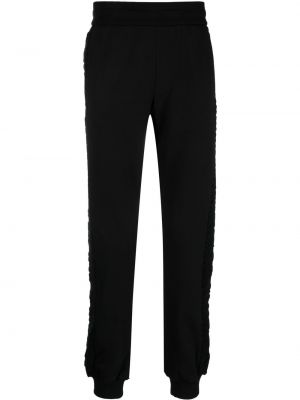 Slim fit kalhoty s potiskem Versace černé