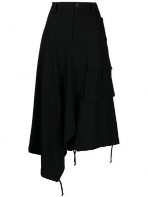 Asymetrická midi sukňa Yohji Yamamoto čierna