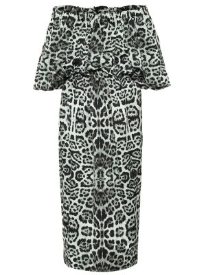 Midi šaty s potlačou s leopardím vzorom Dries Van Noten čierna
